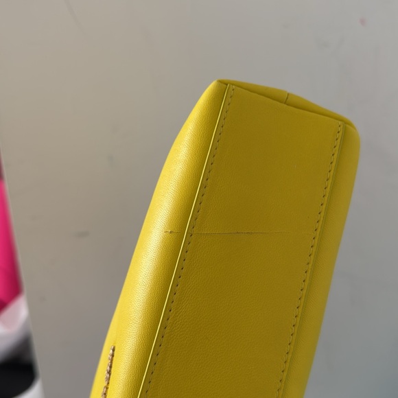 NWT Cult Gaia Nika Crystal Embellished Top Handle Bag In Yellow Leather - Picture 14 of 15